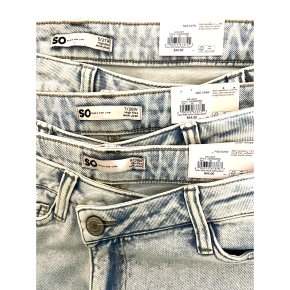 So Jeans Juniors 5 Loose Baggy Mom High Rise Cross-Over Waist Light Bleach Rips - Picture 9 of 9